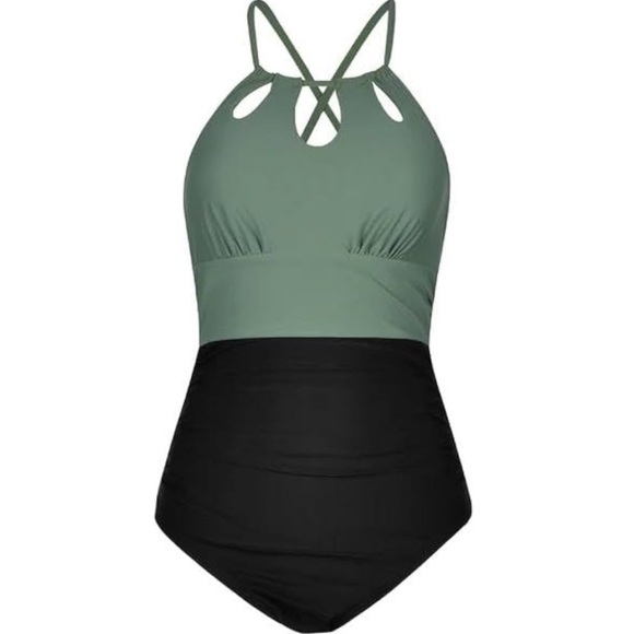 COPY - Ruching High Neck One Piece Swimsuit - Picture 1 of 3